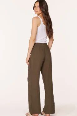 Bottoms*bobi Los Angeles WIDE LEG SMOCKED WAIST PANT TROOPS