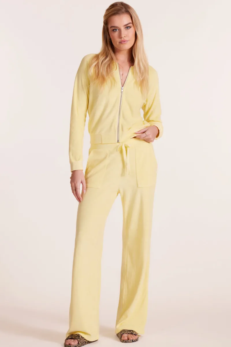 Bottoms*bobi Los Angeles WIDE LEG TERRY PANT PALE YELLOW