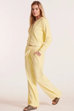 Bottoms*bobi Los Angeles WIDE LEG TERRY PANT PALE YELLOW