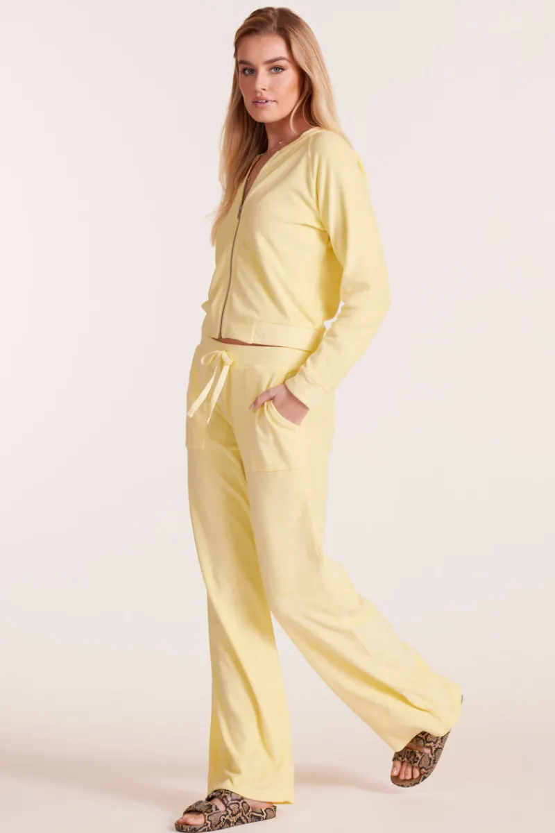 Bottoms*bobi Los Angeles WIDE LEG TERRY PANT PALE YELLOW