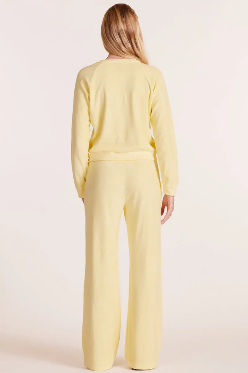 Bottoms*bobi Los Angeles WIDE LEG TERRY PANT PALE YELLOW