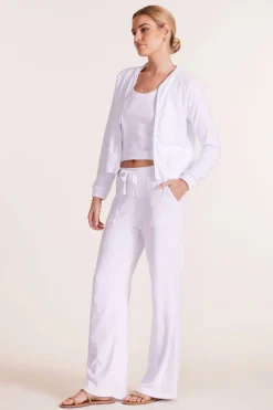 Bottoms*bobi Los Angeles WIDE LEG TERRY PANT WHITE
