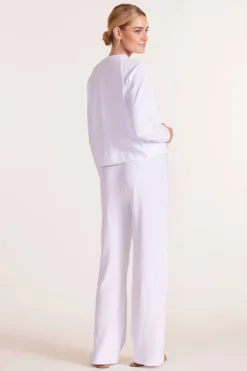 Bottoms*bobi Los Angeles WIDE LEG TERRY PANT WHITE