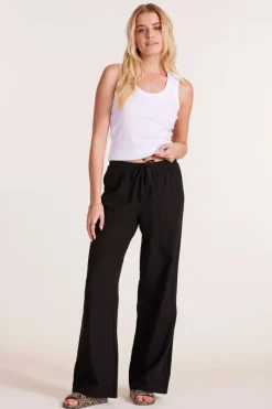 Bottoms*bobi Los Angeles WIDE LEG TIE WAIST PANT BLACK