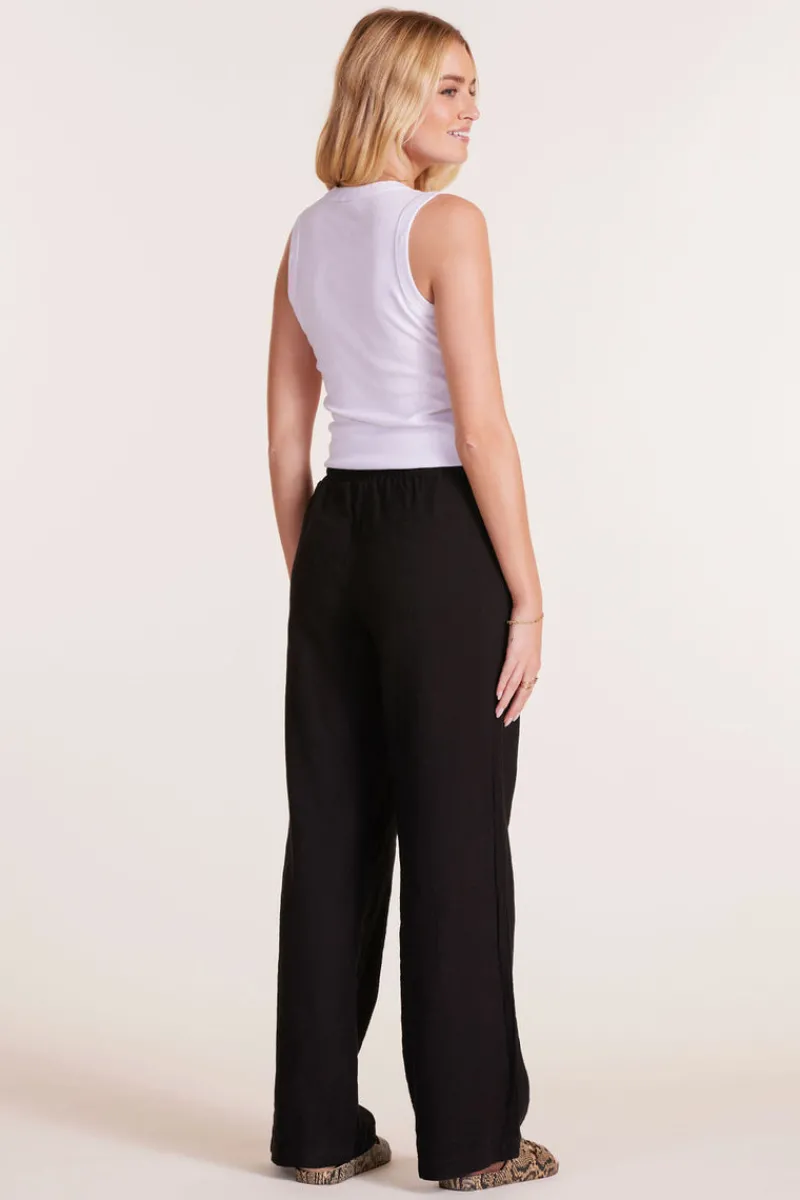 Bottoms*bobi Los Angeles WIDE LEG TIE WAIST PANT BLACK