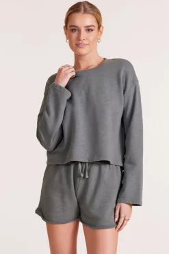 Tops*bobi Los Angeles WIDE SLEEVE BOXY SWEATSHIRT DK SAGE