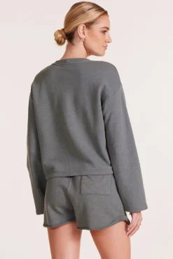 Tops*bobi Los Angeles WIDE SLEEVE BOXY SWEATSHIRT DK SAGE