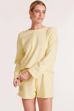 Tops*bobi Los Angeles WIDE SLEEVE BOXY SWEATSHIRT PALE YELLOW