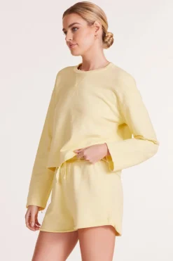 Tops*bobi Los Angeles WIDE SLEEVE BOXY SWEATSHIRT PALE YELLOW