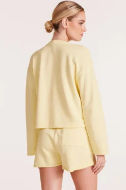 Tops*bobi Los Angeles WIDE SLEEVE BOXY SWEATSHIRT PALE YELLOW