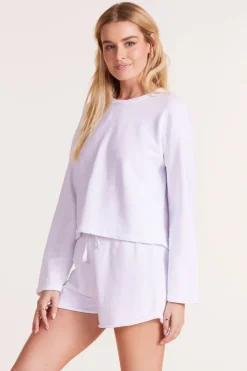 Tops*bobi Los Angeles WIDE SLEEVE BOXY SWEATSHIRT WHITE