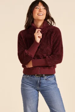 Outerwear*bobi Los Angeles ZIP FRONT FUNNEL NECK JACKET WINE