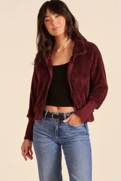 Outerwear*bobi Los Angeles ZIP FRONT FUNNEL NECK JACKET WINE