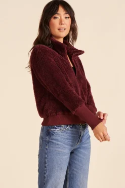 Outerwear*bobi Los Angeles ZIP FRONT FUNNEL NECK JACKET WINE