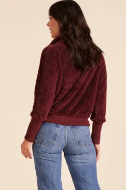 Outerwear*bobi Los Angeles ZIP FRONT FUNNEL NECK JACKET WINE