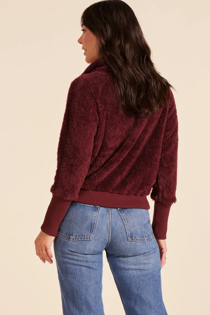 Outerwear*bobi Los Angeles ZIP FRONT FUNNEL NECK JACKET WINE