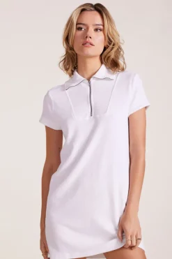 Dresses*bobi Los Angeles 1/2 ZIP FUNNEL NECK DRESS WHITE